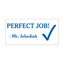 おもしろい「PERFECT JOB!」 +教育者の名前ラバースタンプ セルフインキングスタンプ
