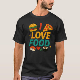 おもしろい&Relatable Tee I Love Food Shirt Tシャツ