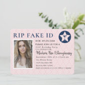 おもしろい RIP 偽造ID 21歳の誕生日フォト 招待状 (スタンド正面)
