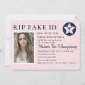 おもしろい RIP 偽造ID 21歳の誕生日フォト 招待状 (正面)