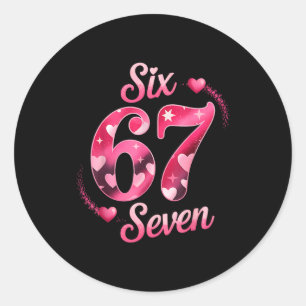 おもしろい Six Seven 6 7 ミーム メンズ レディース キッズ バレンタイン ラウンドシール