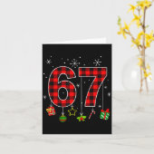 おもしろい Six Seven 6 7 ミーム ユーモア 67 赤い格子縞 クリスマス カード (黄色い花)