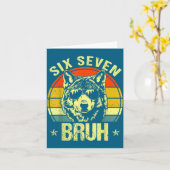 おもしろい Six Seven Bruh 6 7 オオカミ ミーム 子供 少年 メンズ カード (黄色い花)