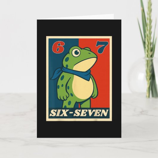 おもしろい Six Seven Frog 6 7 ミーム Gen Alpha スラング ミーム カード (正面)