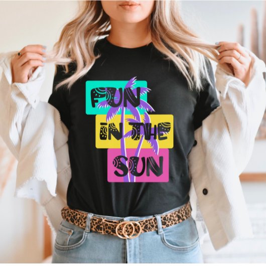 おもしろい- Summer カラフル Palm Tree Tシャツ