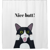 おもしろい tuxedo cat漫画niceお尻引用文 シャワーカーテン (正面)