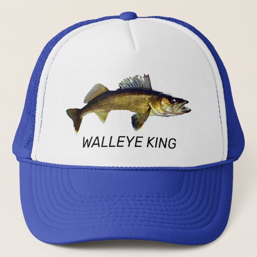 おもしろい「Walleye King」トラッカーハット キャップ (正面)