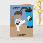 おもしろいA-Maze-ingブラウンボーイズ空手誕生日 カード (黄色い花)