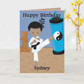 おもしろいA-Maze-ingブラックボーイズ空手誕生日 カード (黄色い花)