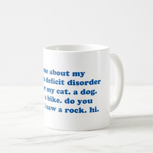 おもしろいADHDの引用文-青写真--を加えて下さい コーヒーマグカップ (正面右)