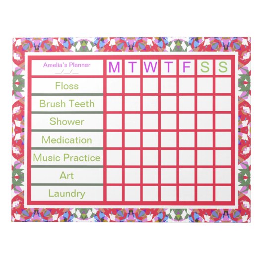 おもしろいADHDガールズウィークリーリマインダープランナー ノートパッド (正面)