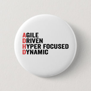 おもしろいAdhd Agile Driven Hyper Focused動的ギフト 缶バッジ