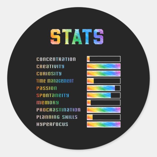 おもしろいAdhd Statsを持つ子供たちNeurodiversity Adhd Awa ラウンドシール (正面)