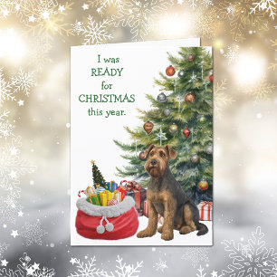 おもしろいAiredale Terrier Dog準備のクリスマス シーズンカード