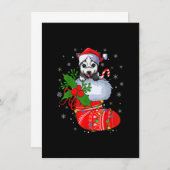 おもしろいAlaskan Malamute Dog In Christmas Socks Sant 招待状 (正面/裏面)