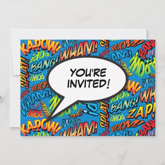 おもしろいAny Age モダン Birthday Partyフォト漫画ブルー 招待状 (裏面)