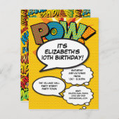 おもしろいAny Age Birthday Partyモダン漫画 インビテーションポストカード (正面/裏面)