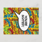 おもしろいAny Age Birthday Partyモダン漫画 インビテーションポストカード (裏面)