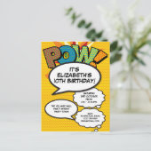 おもしろいAny Age Birthday Partyモダン漫画 インビテーションポストカード (スタンド正面)