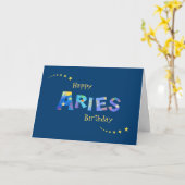 おもしろいARIES〔占星術の〕十二宮図署名誕生日応答 カード (黄色い花)