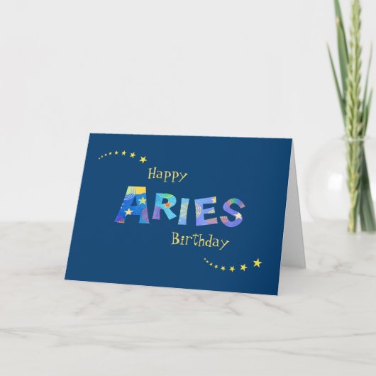 おもしろいARIES〔占星術の〕十二宮図署名誕生日応答 カード (正面)