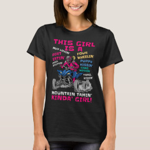 おもしろいATVクワッドバイクライディングガール全地形四輪 Tシャツ