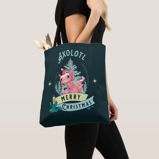 おもしろいAxolotlメリークリスマス トートバッグ (クローズアップ)