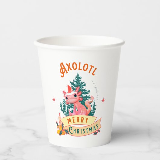おもしろいAxolotlメリークリスマス 紙コップ (正面)