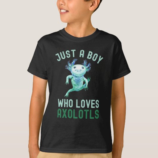 おもしろいAxolotlsが大好きな男の子 Tシャツ (正面)