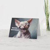 おもしろいBald Sphynx Pussy Cat -ハッピーバースデー カード (正面)
