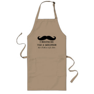 おもしろいBBQのエプロン男性への I mustache you a question ロングエプロン
