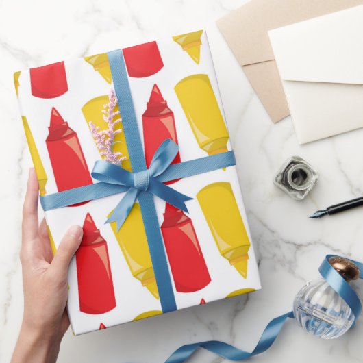 おもしろいBBQケチャップマスタードパーティーラッピング紙 ラッピングペーパー (ギフト)