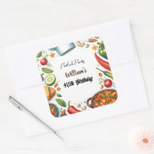 おもしろいBbqタコシェフスープポトラックパーティー40歳 スクエアシール (封筒)