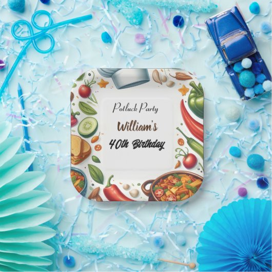 おもしろいBbqタコシェフスープポトラックパーティー40歳 ペーパープレート (パーティー)