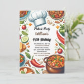 おもしろいBbqタコシェフスープポトラックパーティー40歳 招待状 (スタンド正面)