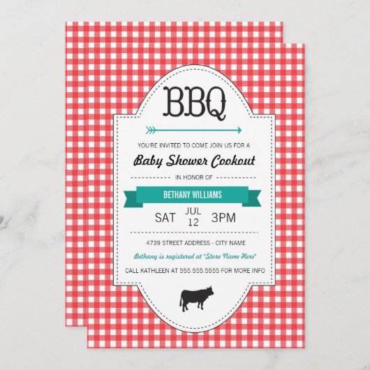 おもしろいBBQベビーシャワー招待状 招待状 (正面/裏面)