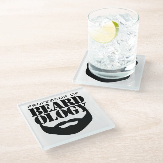 おもしろいBeardology教授 ガラスコースター (アングル)