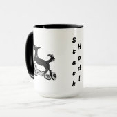 *おもしろいBitcoin Frisbeeキャッチ犬のマグカップ マグカップ (正面左)