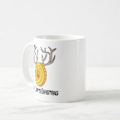 おもしろいBitcoin Reindeerクリプトクメリーリスマス コーヒーマグカップ (正面左)