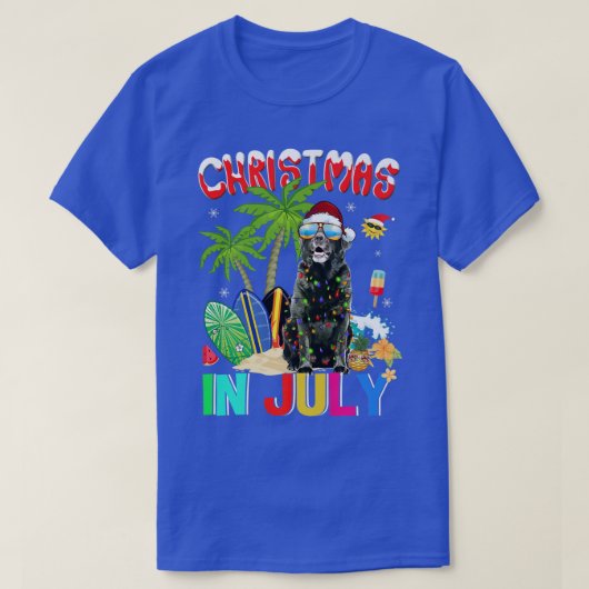 おもしろいBlack Lab in Santa Hat Sunglasses Christmas Tシャツ (デザイン正面)