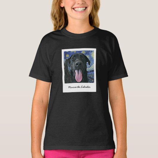 おもしろいBlack Lab Pet写真とパーソナライズされた文字 Tシャツ (正面)