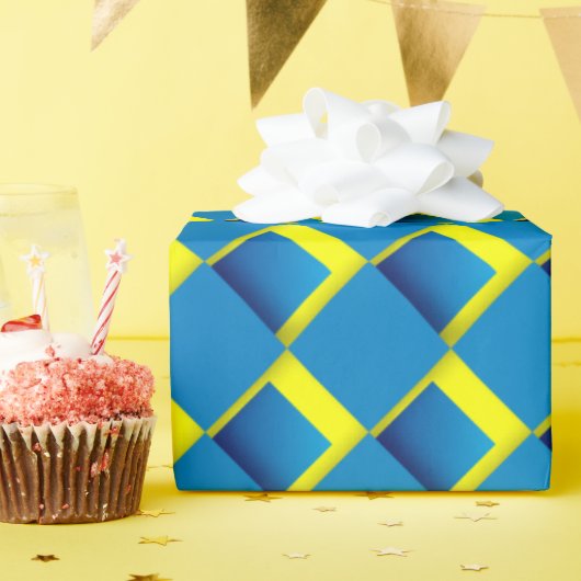 おもしろいBlue Dimensional ラッピングペーパー (誕生日パーティー)