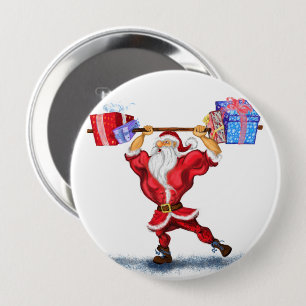 おもしろいBodybuilder Santaとのクリスマスボタンギフト 缶バッジ