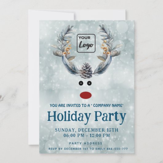おもしろいbohoトナカイの休日のロ企業のゴ 招待状 (正面)