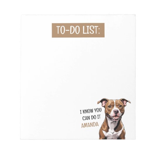 おもしろいBrown To Do List Pit Bull Terrier ノートパッド (正面)