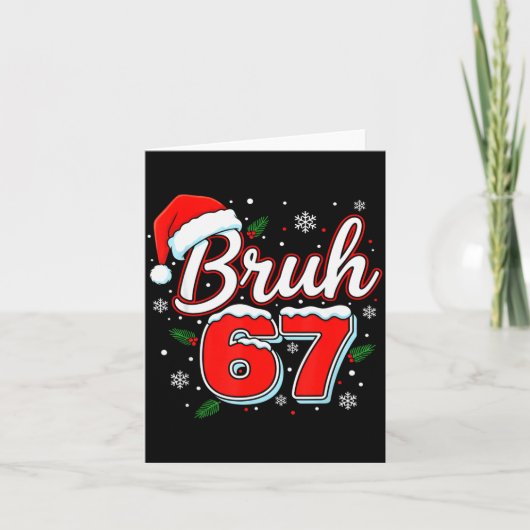 おもしろいBruh 67 クリスマスホリデー レディース キッズ クリスマス パジャマ カード (正面)