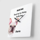 おもしろいBulldog フランスのパパ水彩犬芸術 スクエア壁時計 (傾斜)