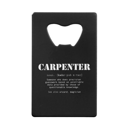 おもしろいCarpenter Gift – 辞書定義 クレジットカード栓抜き (裏面)