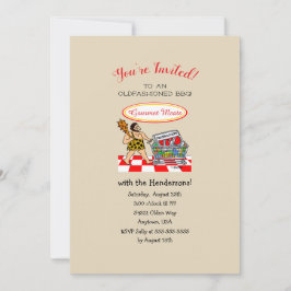 おもしろいCartoon Caveman Cartoon BBQパーティの招待状 招待状