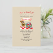 おもしろいCartoon Caveman Cartoon BBQパーティの招待状 招待状 (スタンド正面)